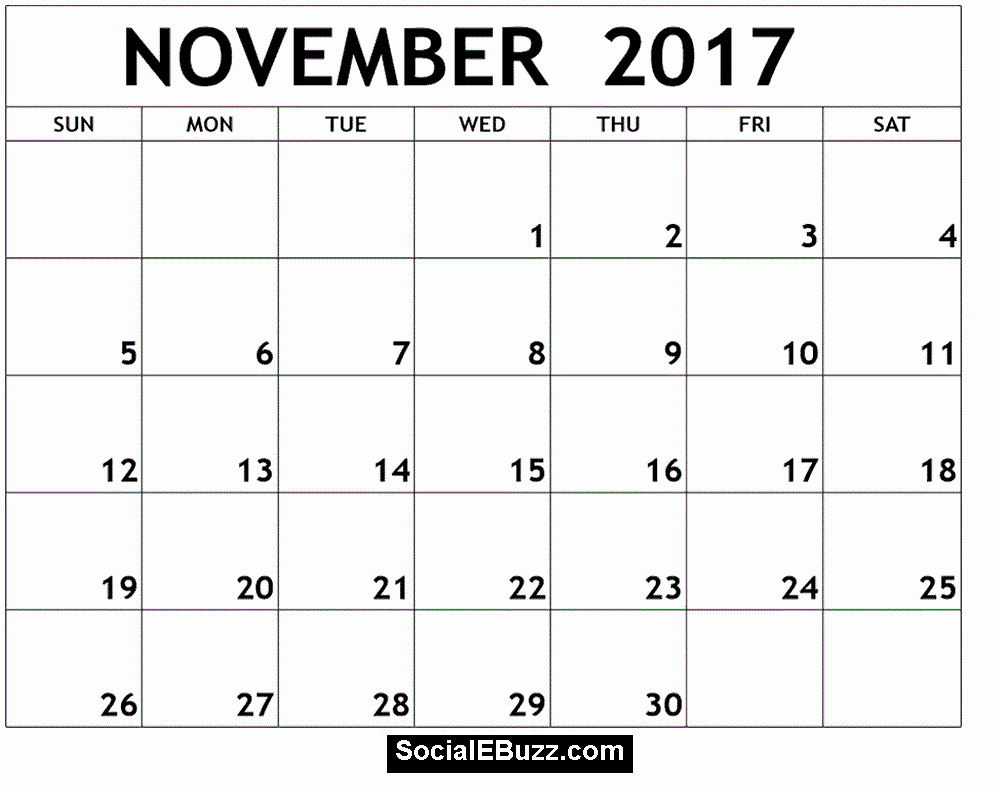 2017 Calendar with Holidays Template Luxury November 2017 Calendar Printable Template with Holidays