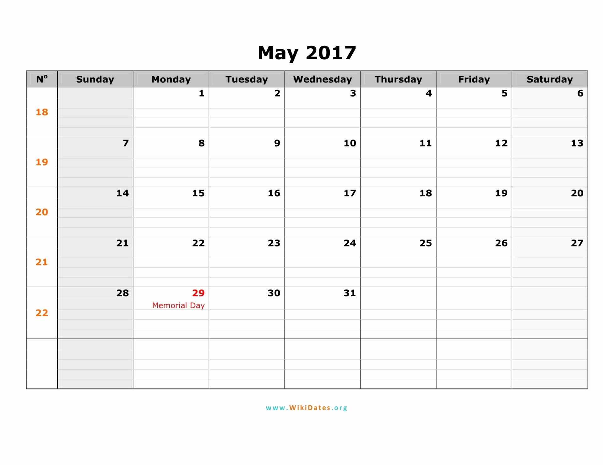 2017 Editable Calendar with Holidays Awesome May 2017 Calendar