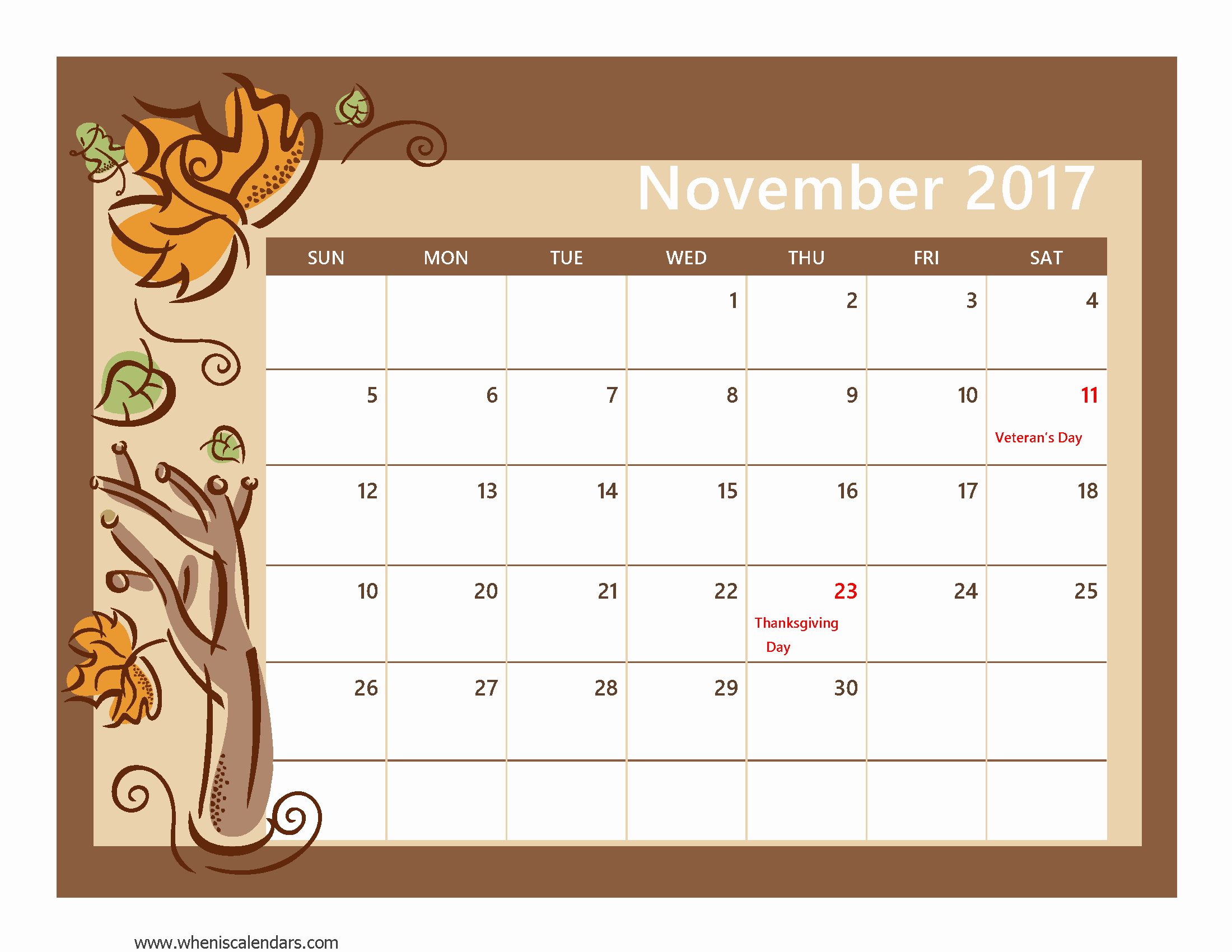 2017 Editable Calendar with Holidays Best Of November 2017 Calendar Printable with Holidays