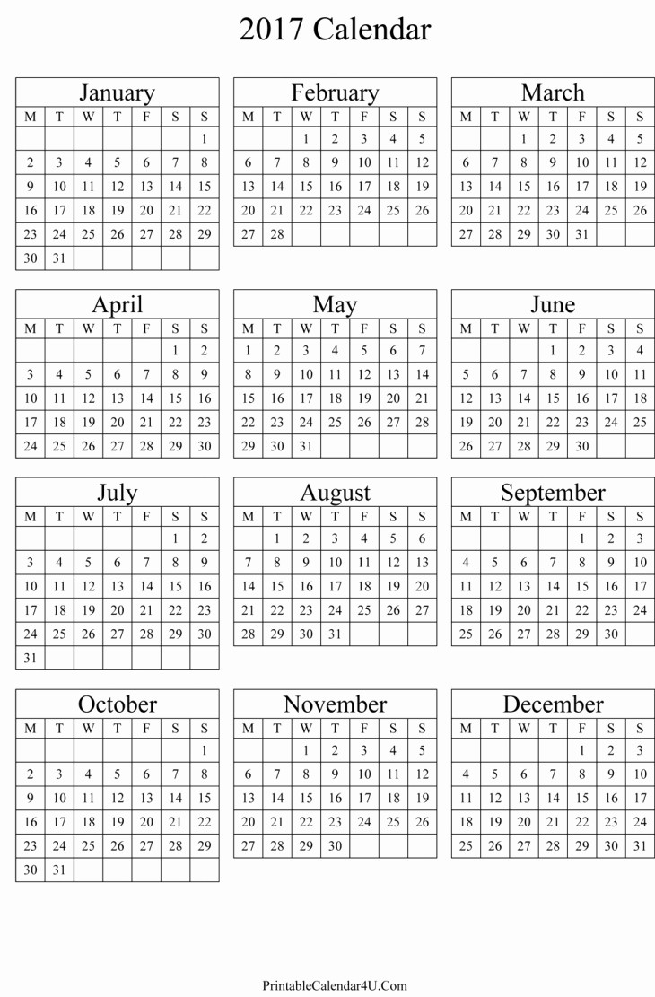 2017 Full Year Printable Calendar Awesome Full Year Calendar 2017 Printable