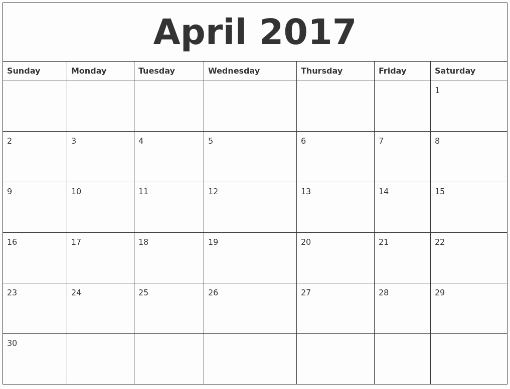 2017 Monthly Calendar Free Printable Beautiful April 2017 Free Printable Monthly Calendar
