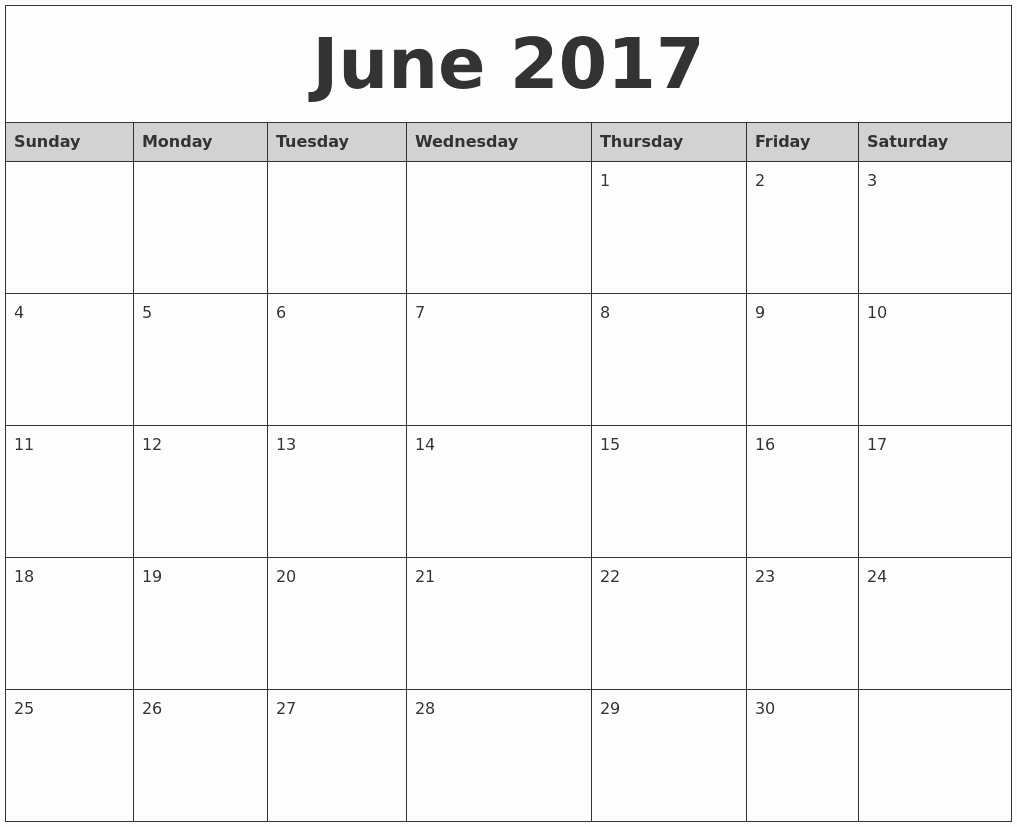 2017 Monthly Calendar Free Printable Fresh June 2017 Monthly Calendar Printable