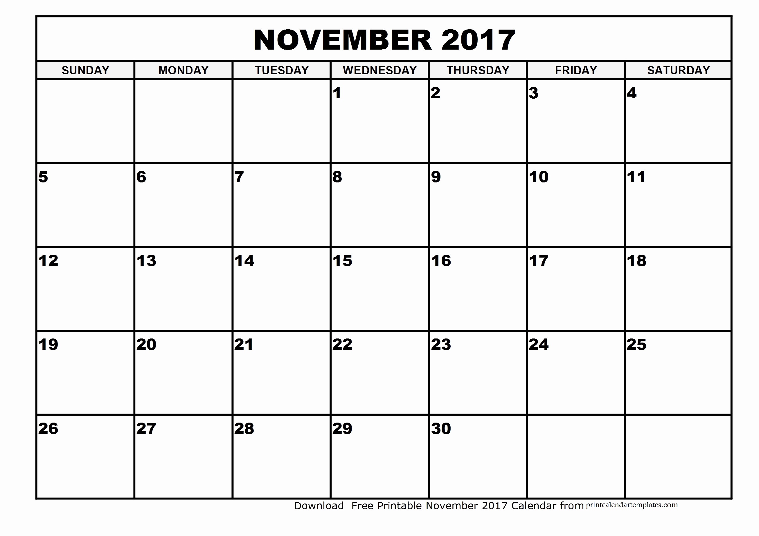 2017 Monthly Calendar Free Printable Lovely November 2017 Calendar Template