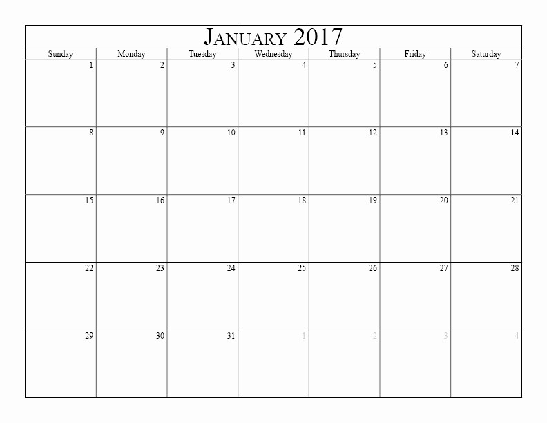 2017 Monthly Calendar Free Printable Luxury Blank Monthly Calendar 2017