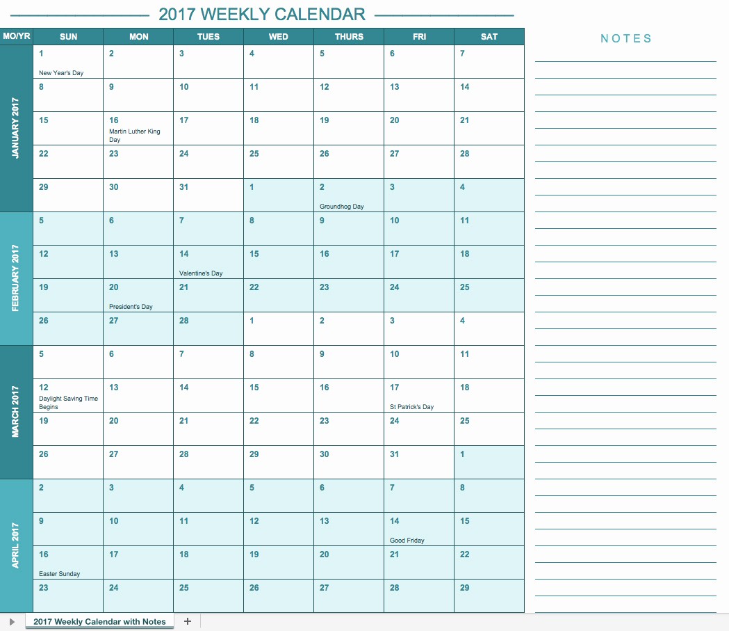 2017 Quarterly Calendar Template Excel Unique Excel Template