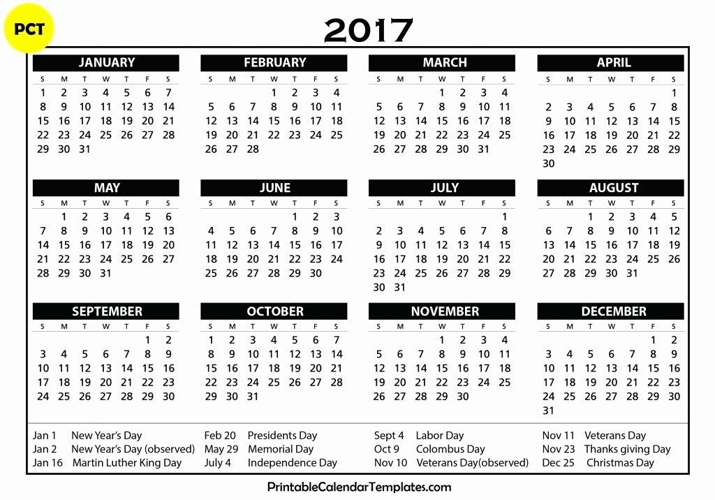 2017 Weekly Calendar with Holidays Beautiful Free Printable Calendar 2017