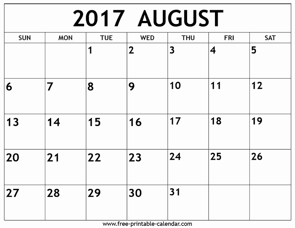 2017 Year Calendar Printable Free Best Of August 2017 Calendar