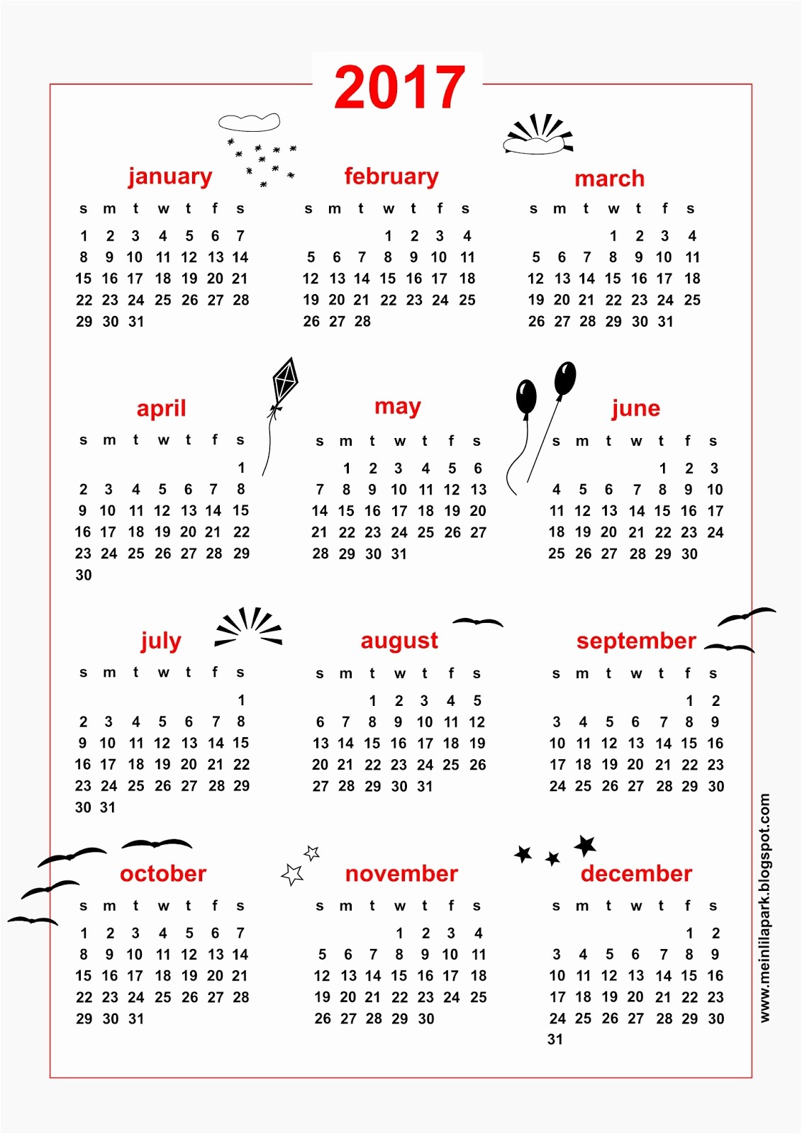 2017 Year Calendar Printable Free Fresh Free Printable 2017 Calendar Sky themed Freebie