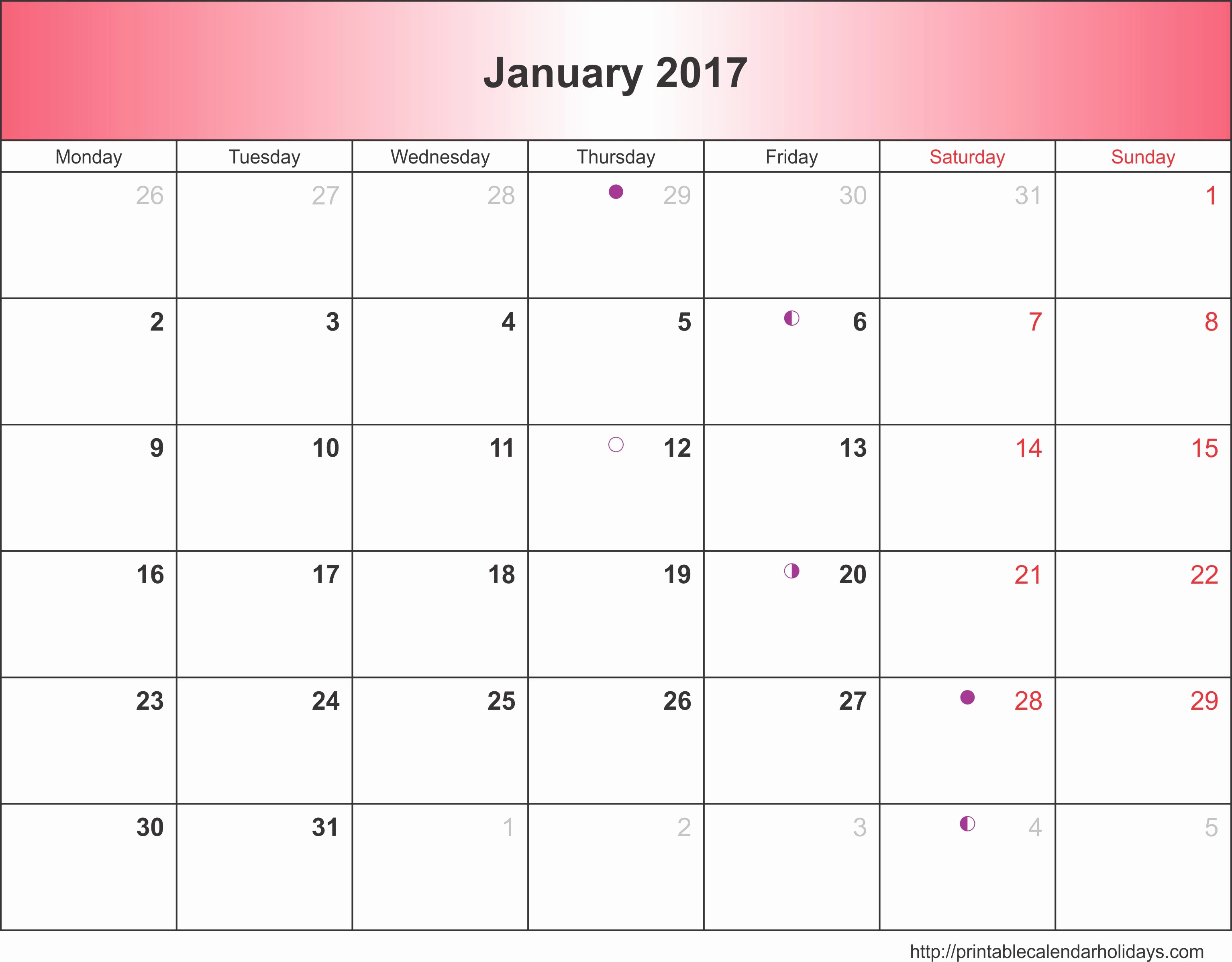 2017 Year Calendar Printable Free New January 2017 Calendar 6 Templates Landscape Printable