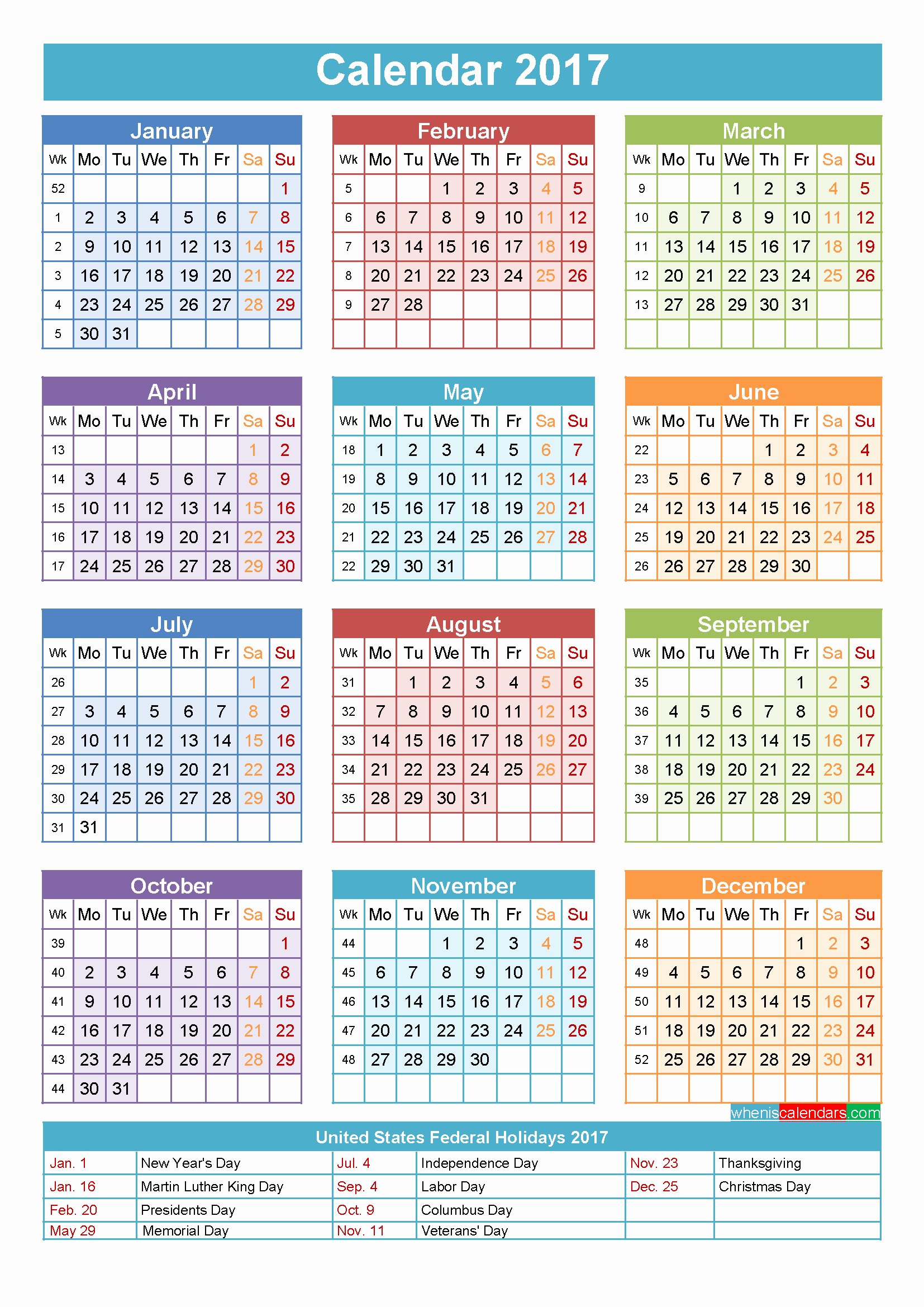 2017 Year Calendar Printable Free Unique Free Printable 2017 Yearly Calendar with Holidays