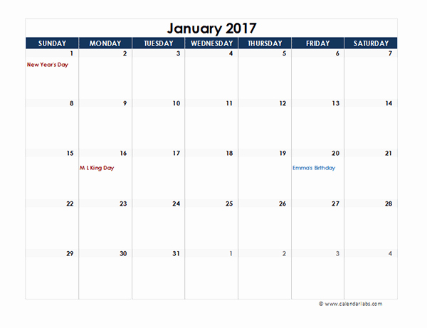 2017 Yearly Calendar Excel Template Fresh 2016 Excel Calendar Spreadsheet Free Printable Templates