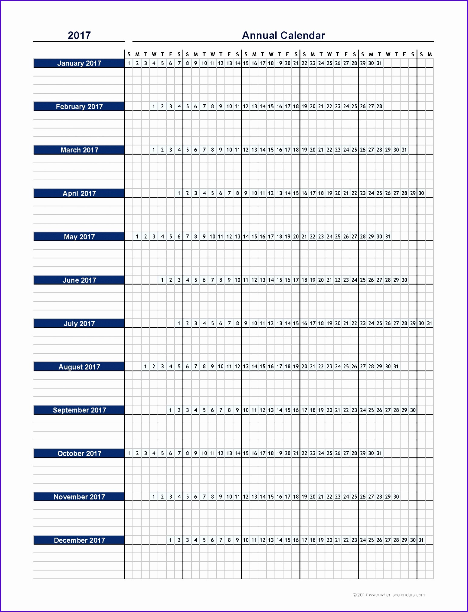 2017 Yearly Calendar Excel Template Lovely 6 Annual Calendar Template Excel Exceltemplates