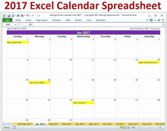 2017 Yearly Calendar Excel Template New 2017 Yearly Calendar Template Excel Monthly and