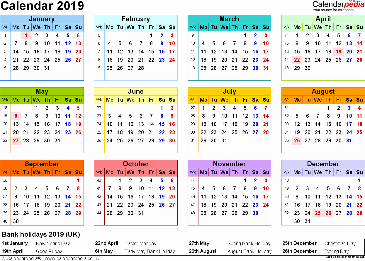 2018 and 2019 Printable Calendar Elegant 2019 Calendar Uk