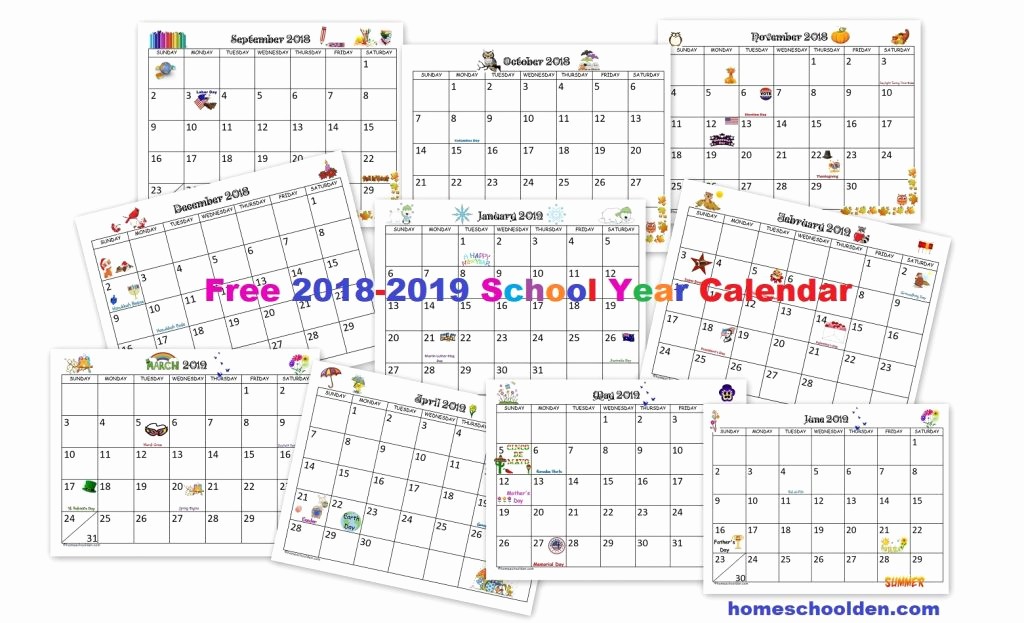 2018 and 2019 Printable Calendar Inspirational Free 2018 2019 Calendar Printable Homeschool Den