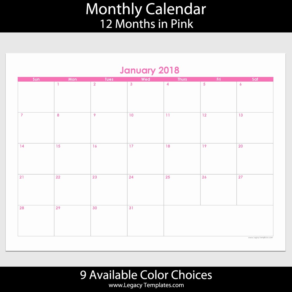 2018 Four Month Calendar Template Inspirational 2018 12 Month Landscape Calendar – A4