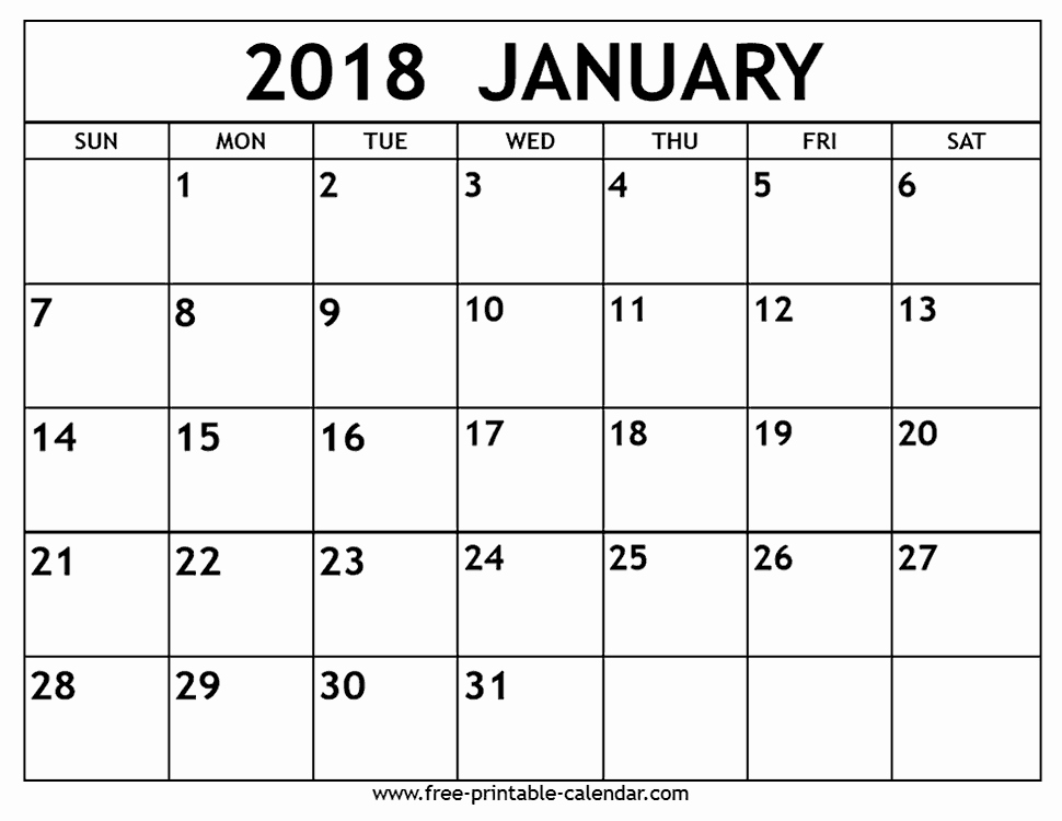 2018 Month by Month Calendar Awesome January 2018 Calendar Monthly