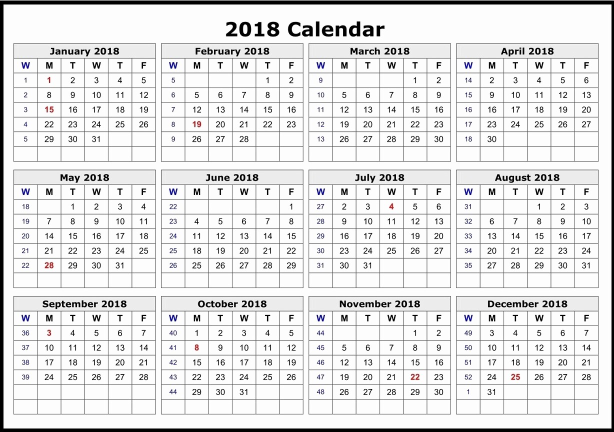 2018 Month by Month Calendar Fresh Download 12 Month Printable Calendar 2018 From January to