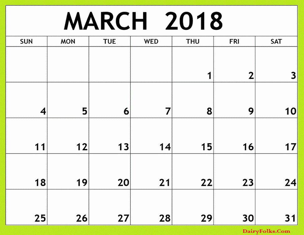 2018 Month by Month Calendar New March 2018 Monthly Calendar Printable