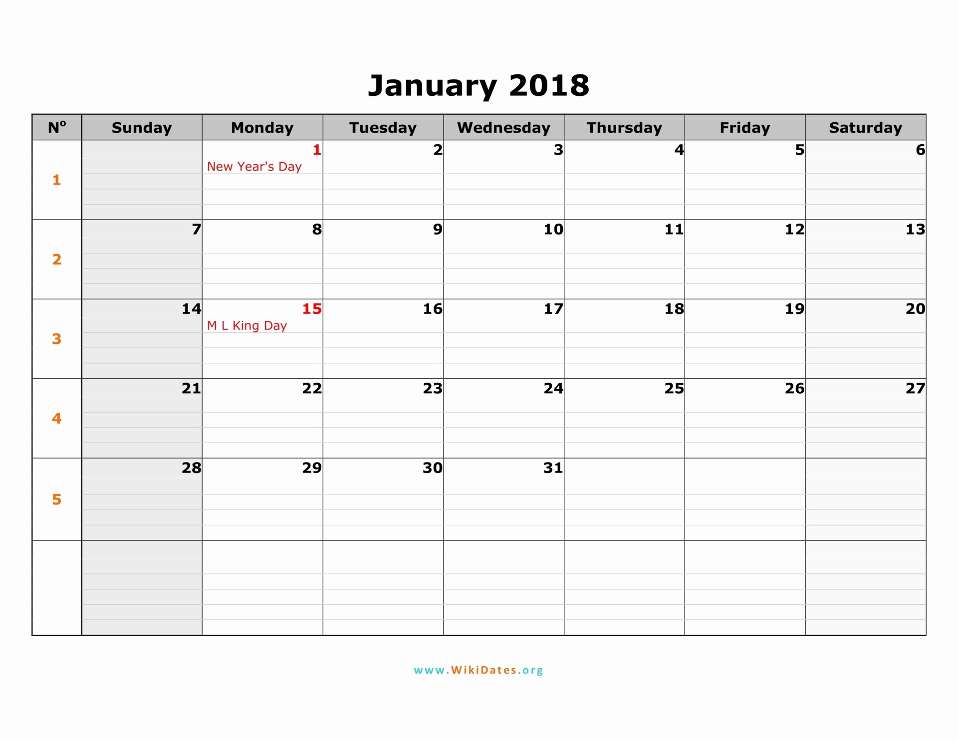2018 Month by Month Calendar Unique 2018 Monthly Calendar Template