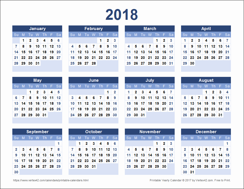 2018 Year Calendar One Page Fresh 2018 Calendar