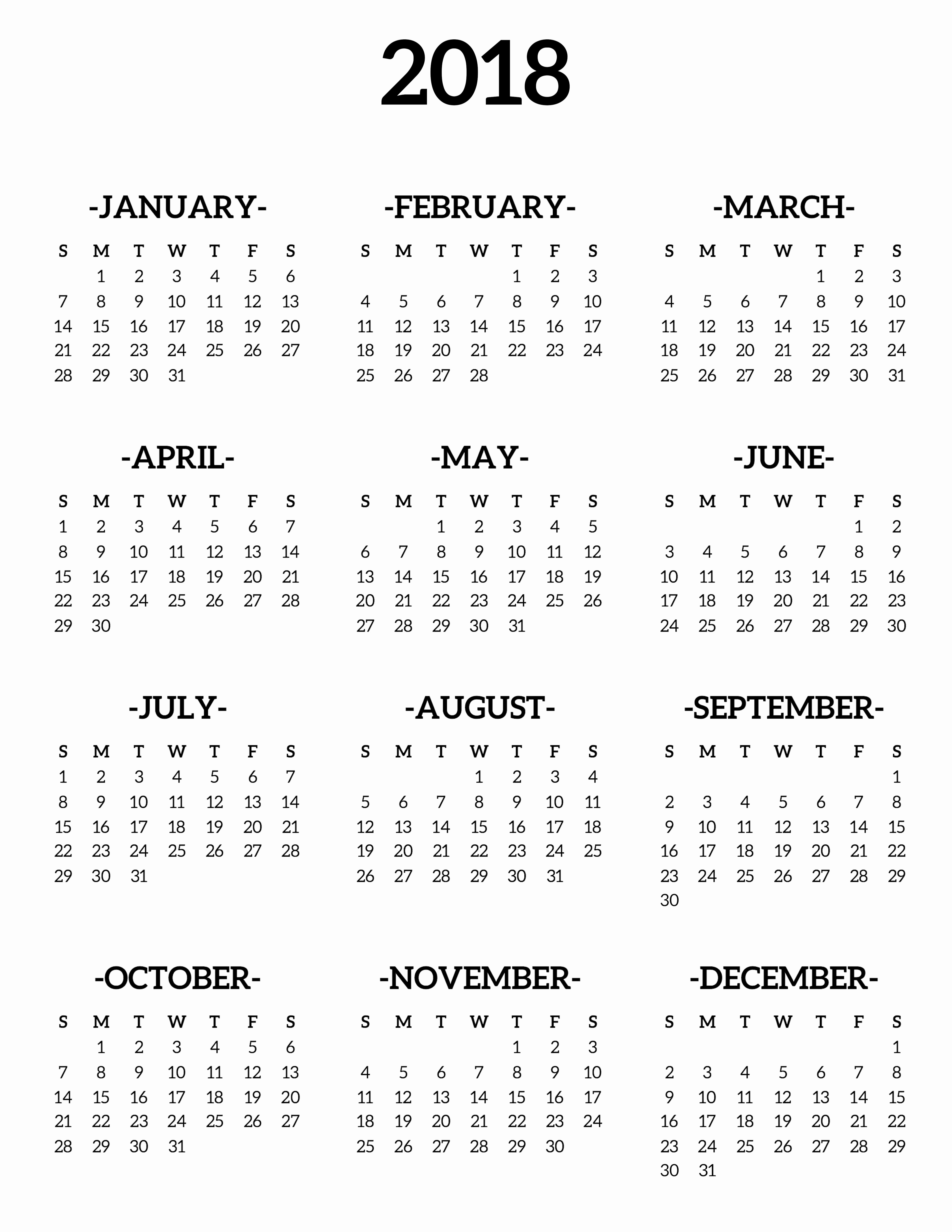 2018 Year Calendar One Page Fresh Calendar 2018 Printable E Page Paper Trail Design