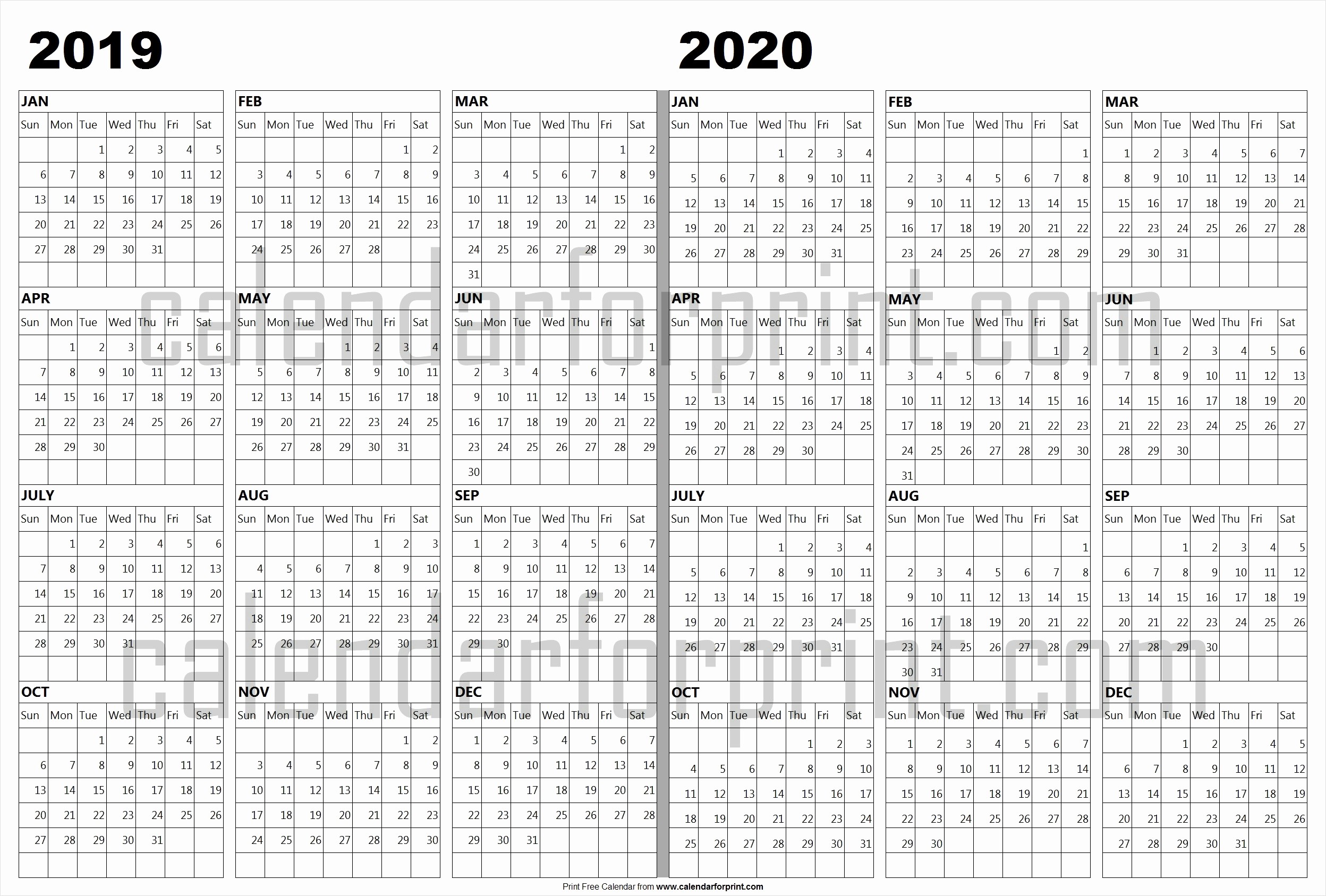 2019 and 2020 Calendar Printable Awesome Calendar 2019 2020 Template