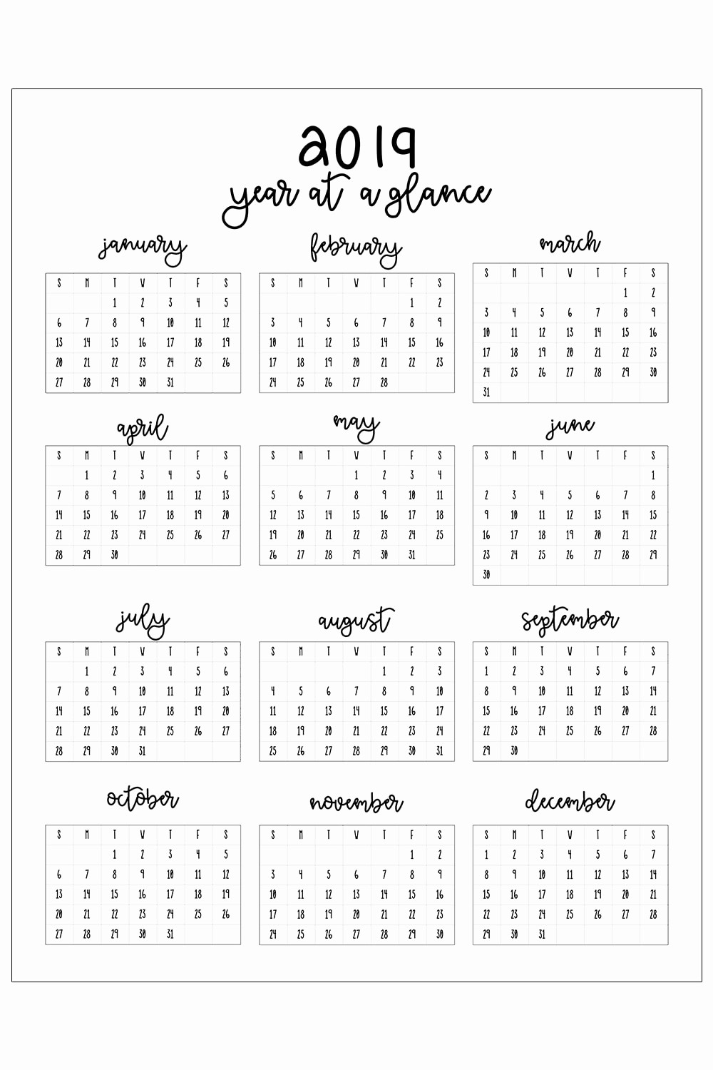 2019 Printable Calendar by Month Best Of 2019 Printable Calendar