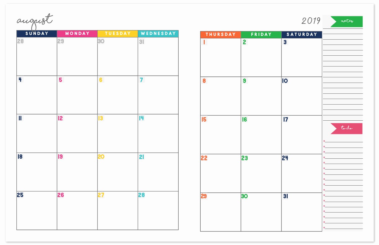 2019 Printable Calendar by Month Elegant 2018 2019 Monthly Planner Calendar