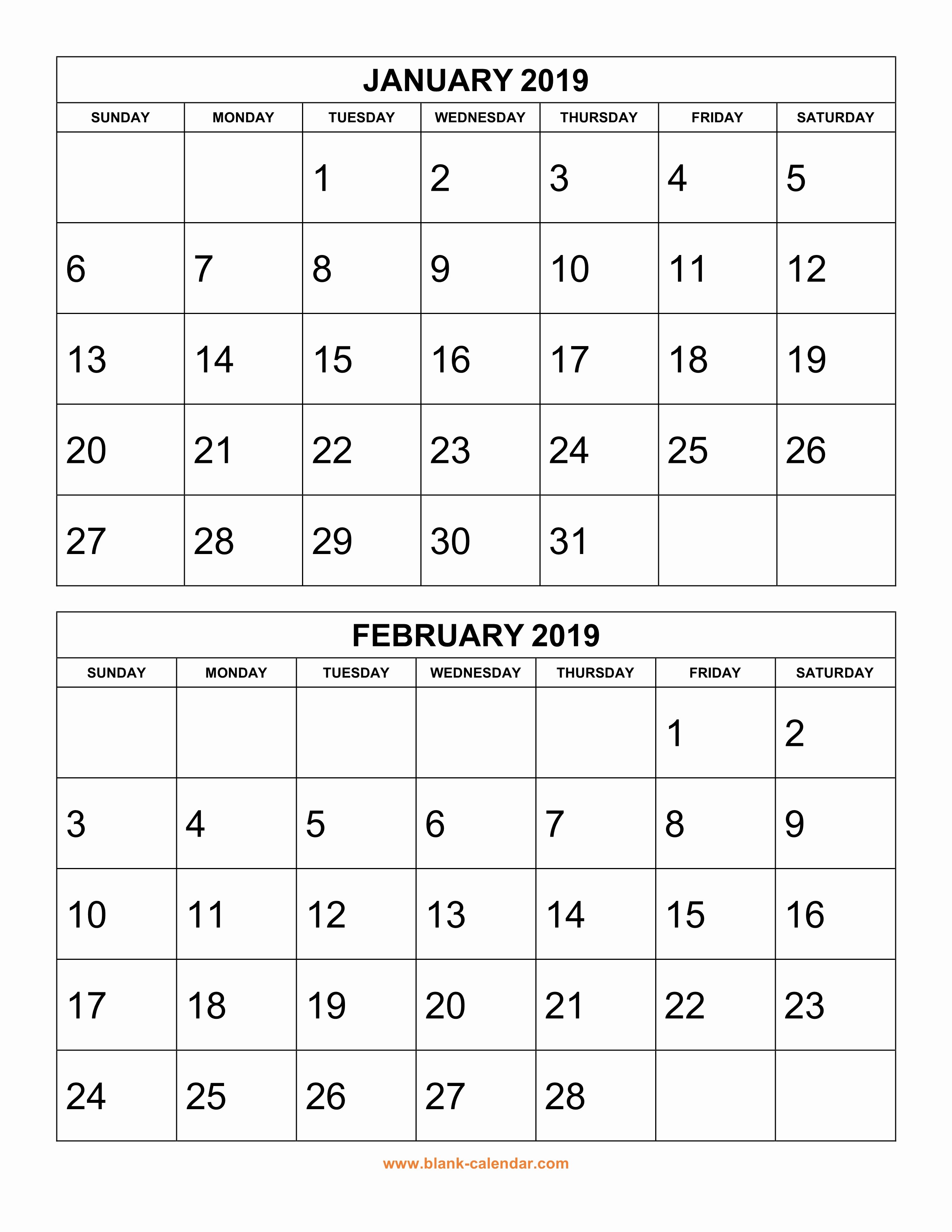 2019 Printable Calendar by Month Elegant Free Download Printable Calendar 2019 2 Months Per Page