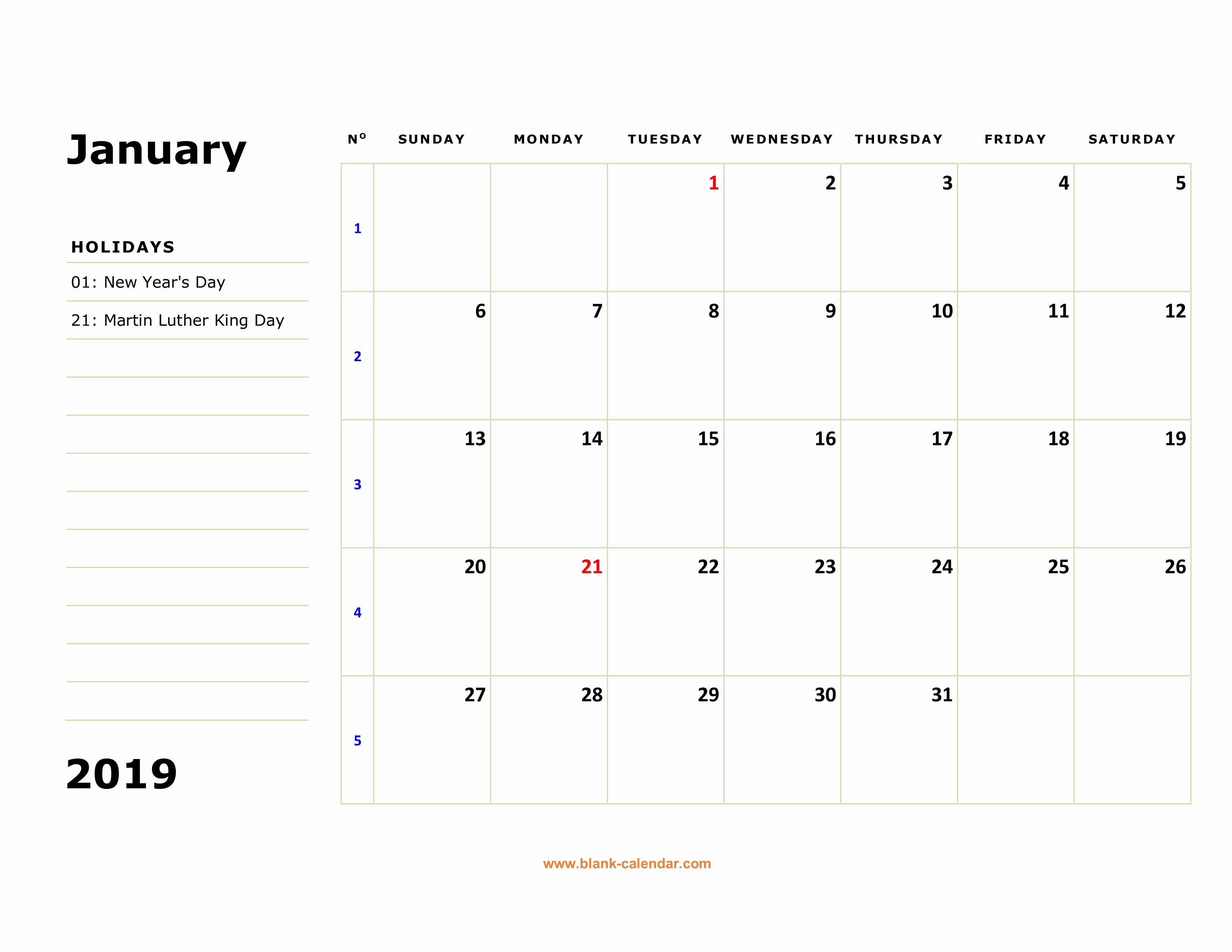 2019 Printable Calendar by Month Inspirational Free Download Printable Calendar 2019 Large Box Holidays