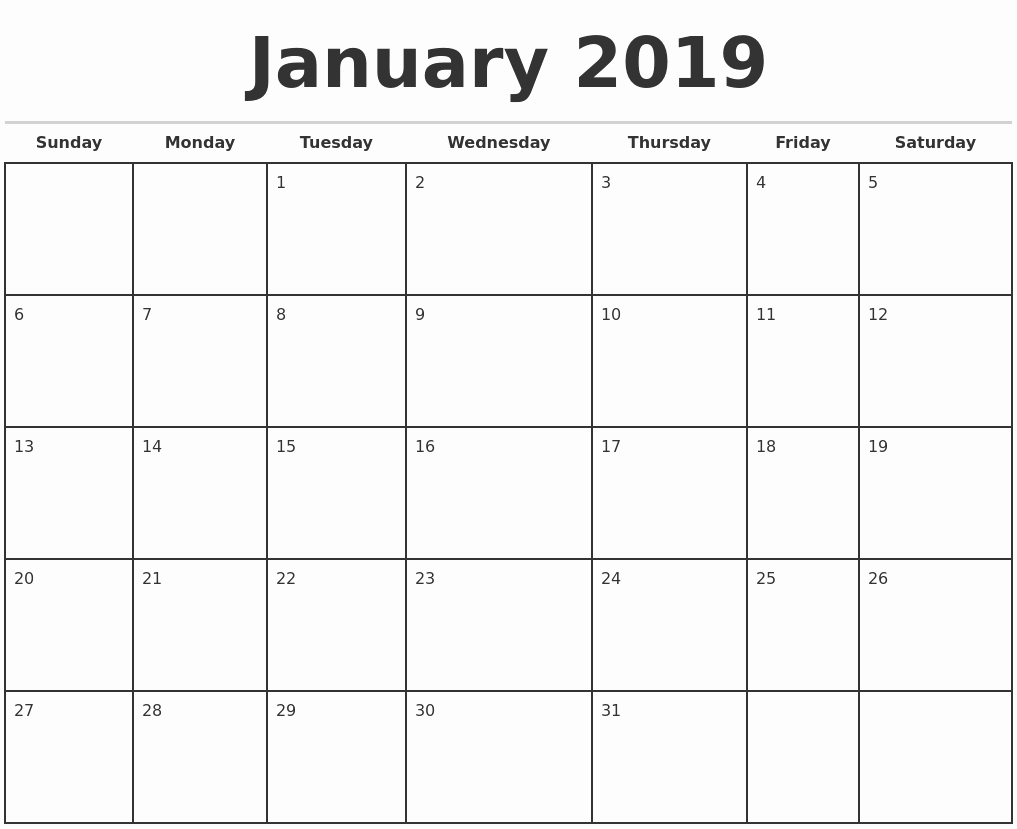 2019 Word Calendar with Holidays Unique 2019 Monthly Calendar Template