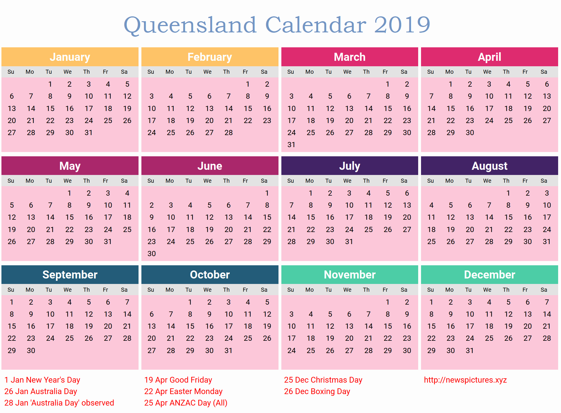 2019 Word Calendar with Holidays Unique Free Qld Calendar 2019 Template Pdf Excel Word Templates