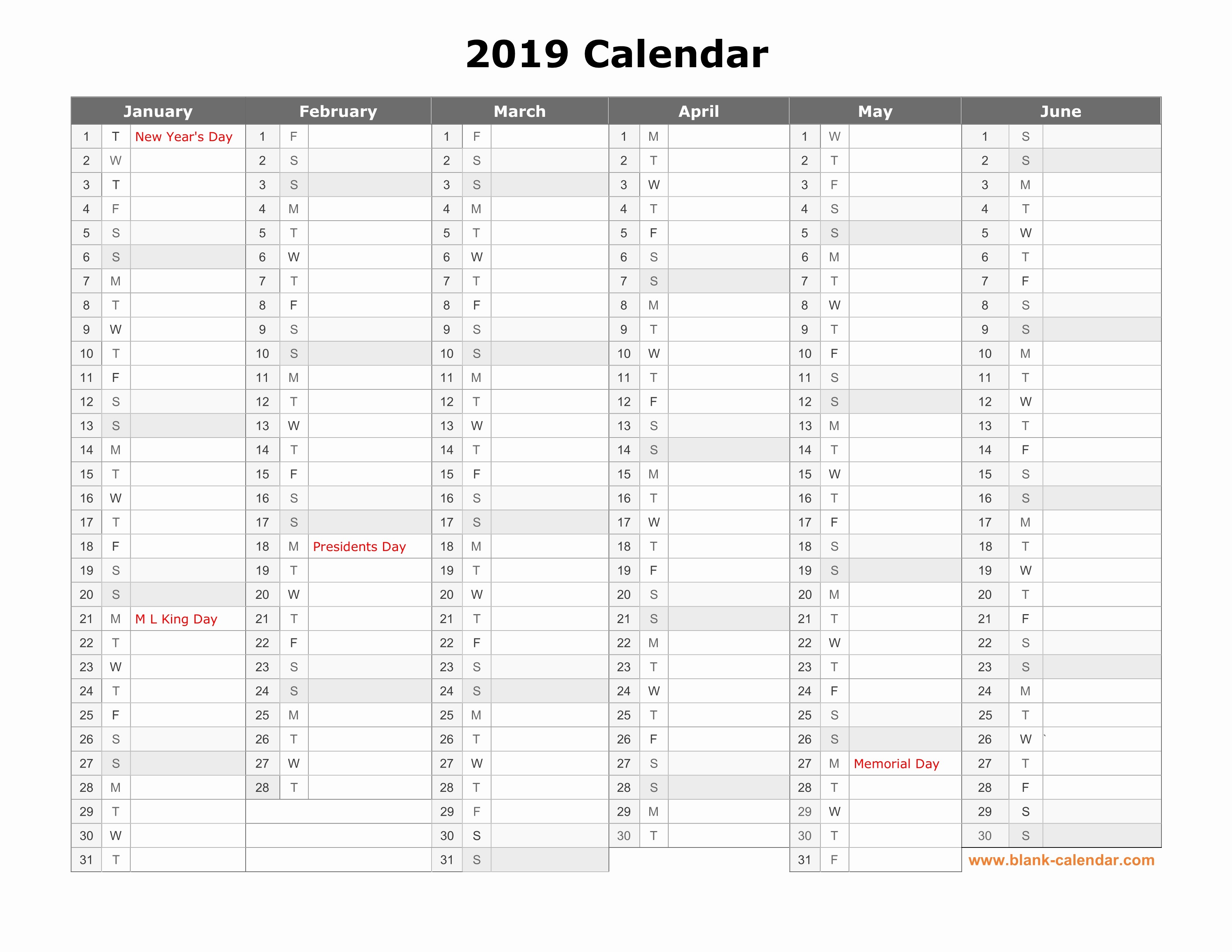 2019 Yearly Calendar One Page Awesome Free Download Printable Calendar 2019 Month In A Column