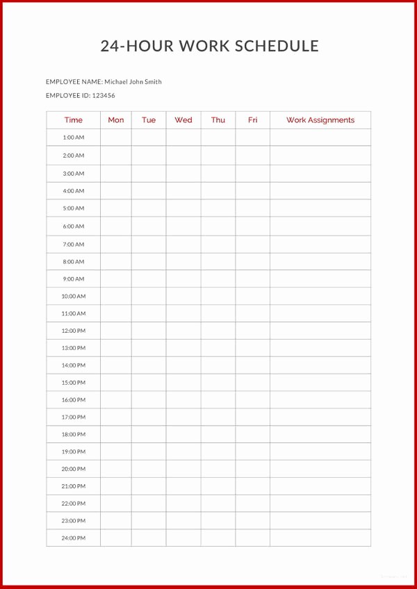 24 Hour Daily Schedule Template Elegant 22 24 Hours Schedule Templates Pdf Doc Excel