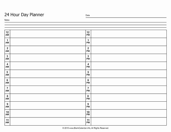 24 Hour Daily Schedule Template Fresh Free Printable Blank Daily Calendar