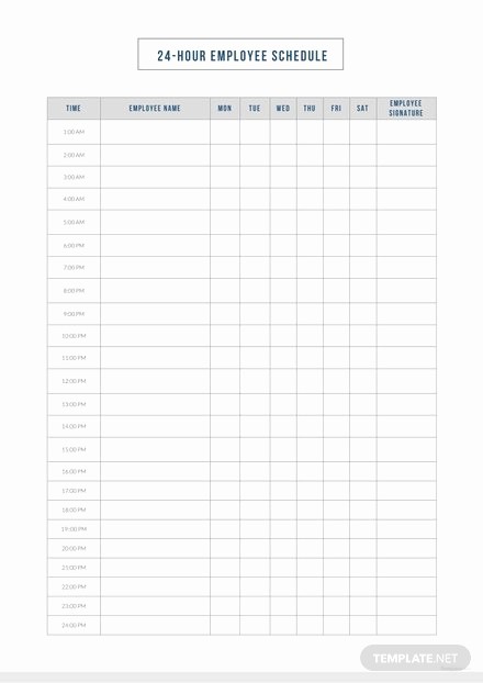 24 Hour Employee Schedule Template Awesome Weekly 24 Hour Schedule Template In Microsoft Word Pdf