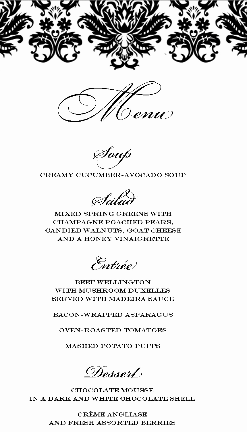 3 Course Meal Menu Templates Luxury Stranded In Cleveland Elegant Dinner Party Menu