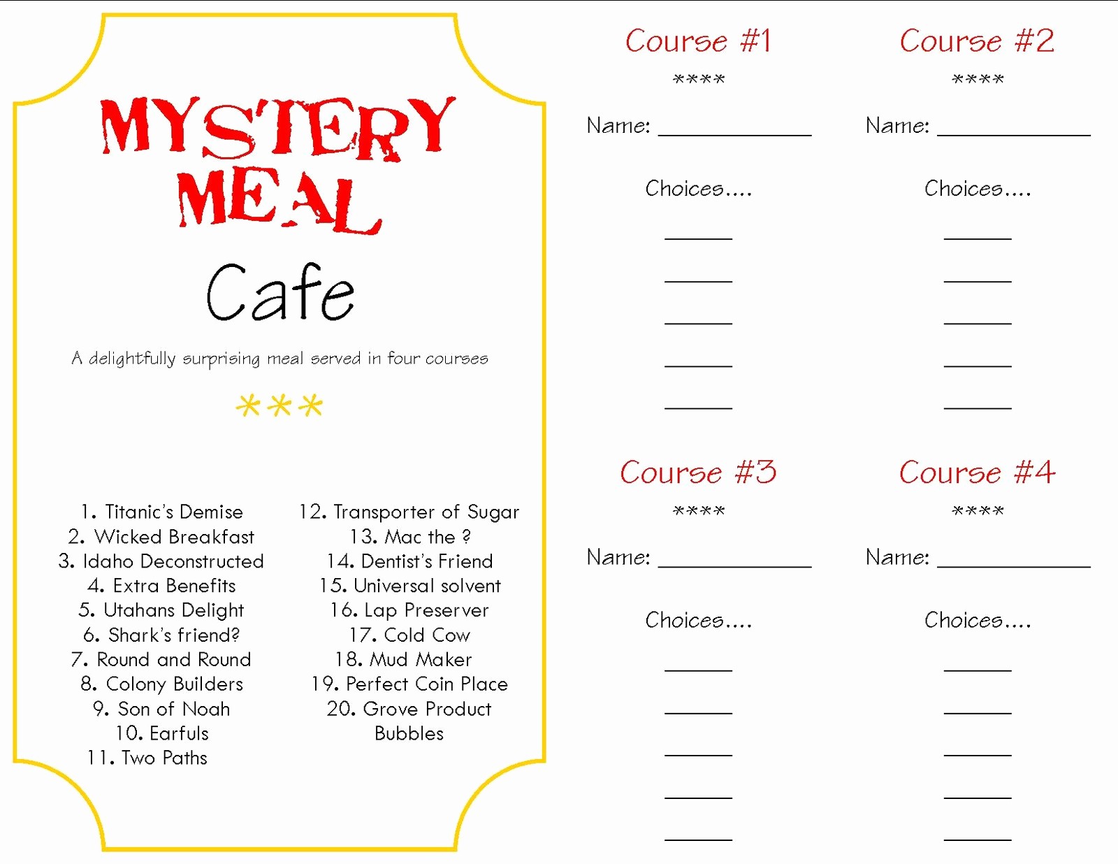 3 Course Meal Menu Templates New Make A Memory Mystery Dinner A Little Tipsy