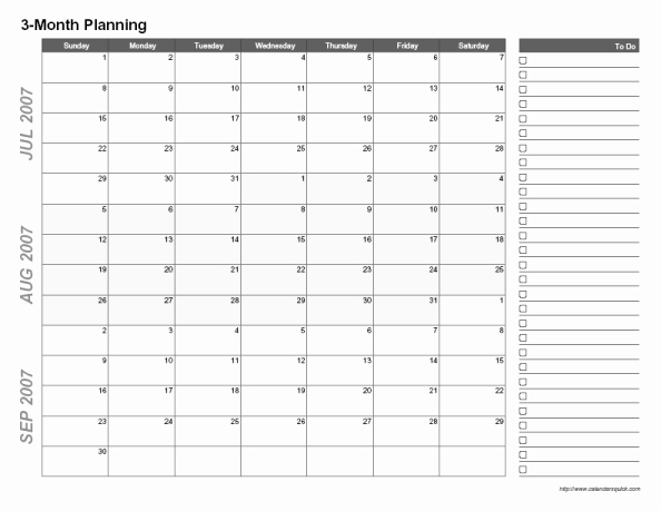 3 Month Blank Calendar Template Lovely Printable 3 Month Calendar Calendarsquick