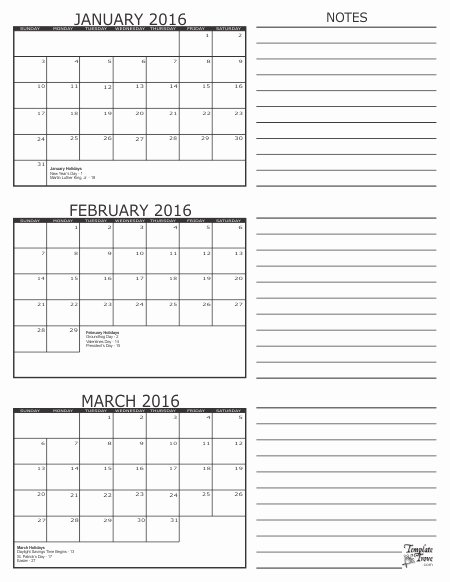 3 Month Calendar Printable 2016 Elegant January February March 2016 Printable Calendar