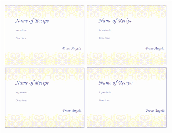 4 Per Page Postcard Template Awesome Recipe Cards Fancy Border Design 4 Per Page
