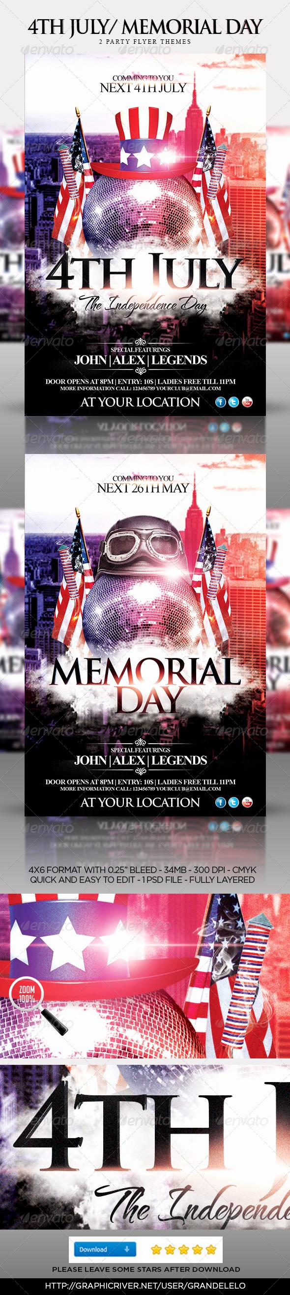 4th Of July Menu Template New 4th July Memorial Day Party Flyer Template by Grandelelo