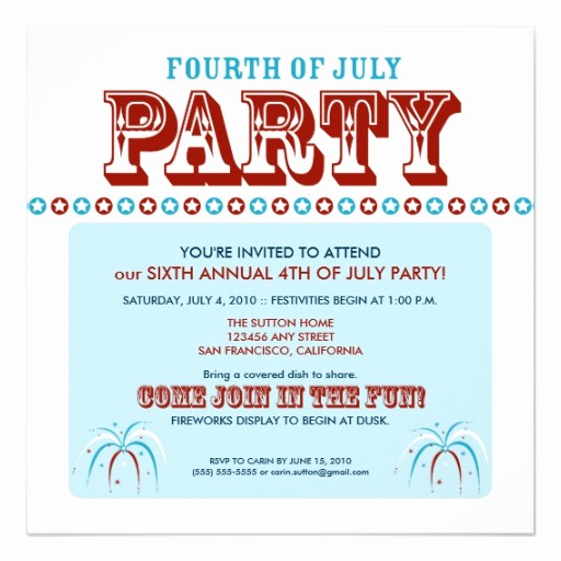 4th Of July Party Invites Best Of Summer 4th Of July Party Cookout Invitation 5 25&quot; Square