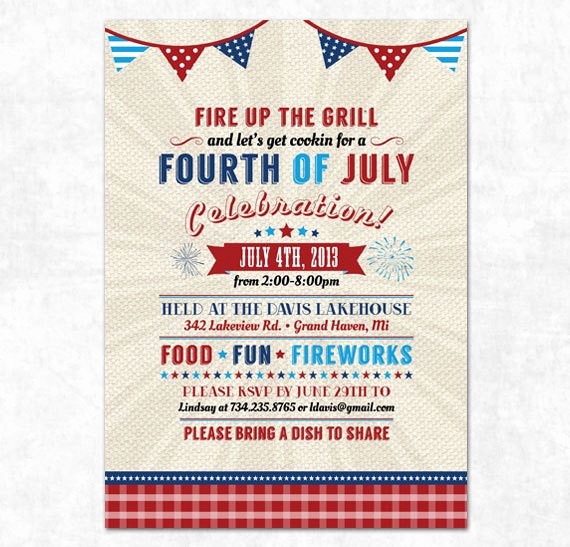 4th Of July Party Invites Fresh Items Similar to Printable 4th Of July Invitation Fourth
