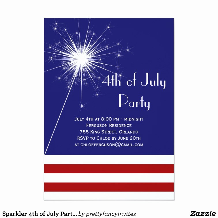 4th Of July Party Invites Unique Sparkler 4th Of July Party Invitation