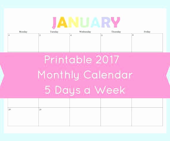 5 Day Calendar Template Word Elegant Days the Week Calendar Template Printable 5 Day Excel