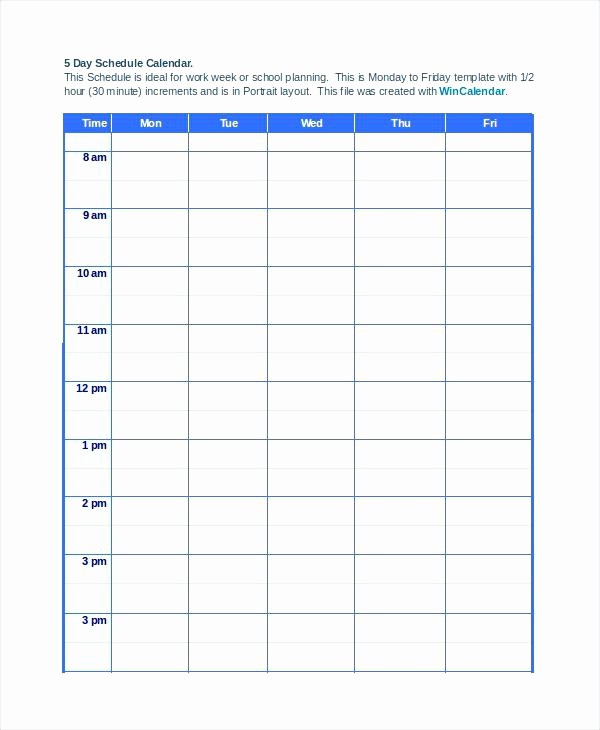 5 Day Calendar Template Word Unique 2 Week 5 Day Calendar Template 2016 – Rightarrow Template