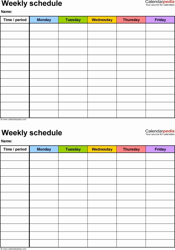 5 Day Weekly Calendar Template Best Of Monthly 5 Day Calendar Template Excel Free Calendar Template