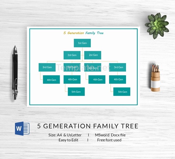 5 Generation Family Tree Template Awesome 13 Free Family Tree Templates Blank Chart Printable